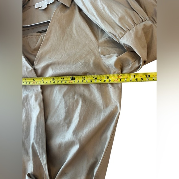 MICHAEL MICHAEL KORS Wrap Balloon-Sleeve Top Khaki Solid Collared Sz XS - Picture 6 of 10